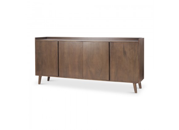 Mercana Lillie Medium Brown Wood 4 Door Tray Top Sideboard Front