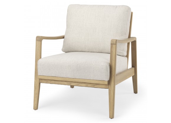 Mercana Raeleigh 28.0L x 34.1W x 34.4H Cream Fabric W/Light Brown Wood Accent Chair Front
