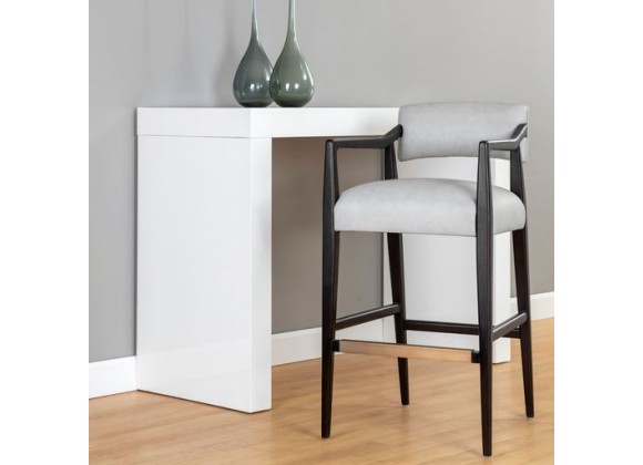 Sunpan Keagan Barstool in Saloon Light Grey Leather - Lifestyle