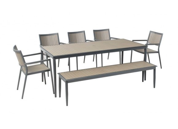 Alfresco Home Genevieve 72" Aluminum / Polywood Dining Bench - Lifestyle