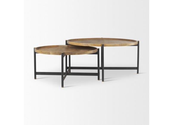 Mercana Marquisa Small / Medium Brown Wood W/Black Metal Large Coffee Table 2