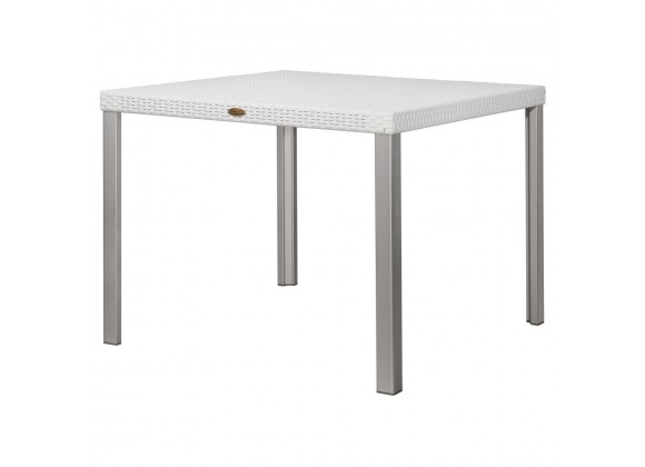 Oslo White Rattan Dinning Table With Aluminum Tube - Angled
