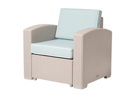 Lagoon Magnolia Grey Rattan Club Chair With Blue Cushion 