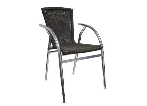 H&D Seating Aluminum Chair w/ Coffee PE Rattan - Set of 4