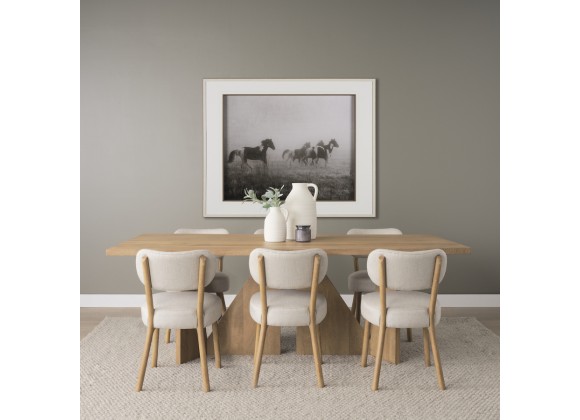 Mercana Owen Dining Chair With Medium Brown Wood and Beige Fabric