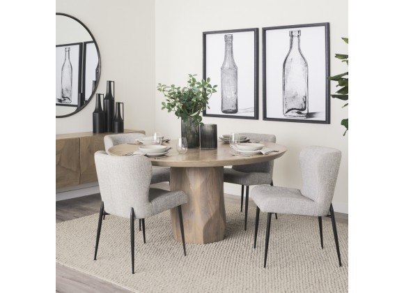 Mercana Hartt Dining Chair W/ Matte Black Metal Frame and Gray Fabric 1