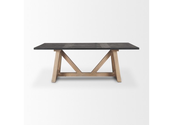 Mercana Rialto Rectangular Two-Tone Black and Brown Solid Wood Dining Table Front