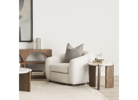 Mercana Rumer Dark Brown Wood With White Marble Side Table