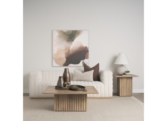Mercana June Light Brown Wood With Fluting Square Coffee Table