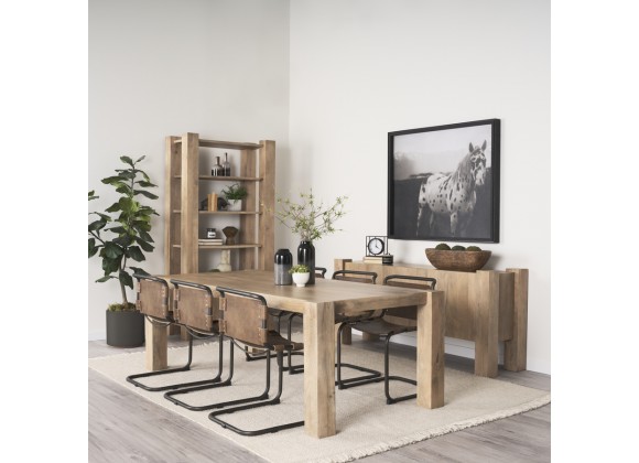 Mercana Beth Light Brown Wood Rectangular Dining Table Side