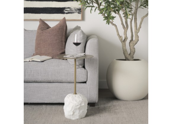 Mercana Rini Gold Metal and White Marble Accent Table 3