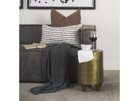 Mercana Rosh Textured Gold Metal With Acid Wash Accent Table