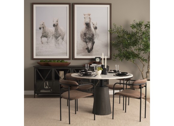 Mercana Parker Muted Brown Faux Leather With Black Metal Dining Chair