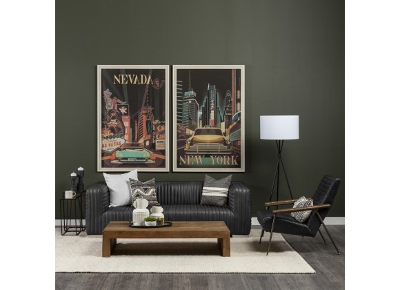 Mercana Ricciardo Black Leather Wrapped Three Seater Sofa