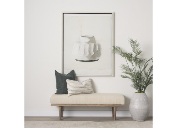 Mercana Shae Brown Wood With Oatmeal Fabric Bench