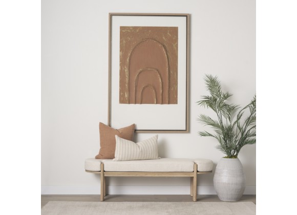 Mercana Sohan Light Brown Elm Wood With Oatmeal Fabric Bench