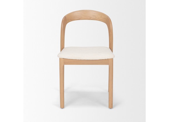 Mercana Nobu Oak Wood With Cream Fabric Open Back Dining Chair Front