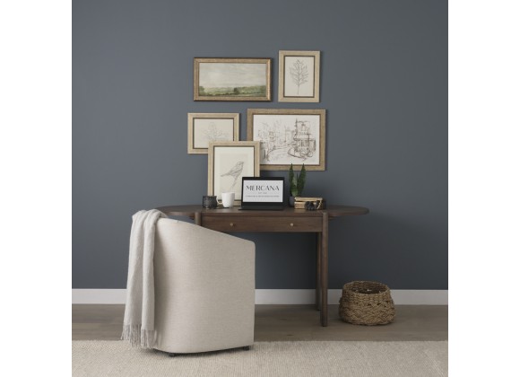 Mercana Sohan Dark Brown Elm Wood Oblong Desk