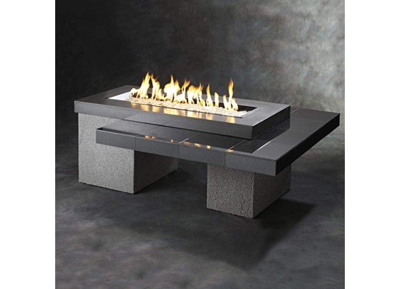 Outdoor Greatroom Company Uptown Black Fire Pit Table W/Midnight Mist Top