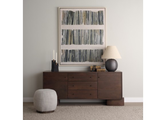 Mercana Jonan Dark Brown Wood With Dark Aged Brass 2 Door 3 Drawer Sideboard 