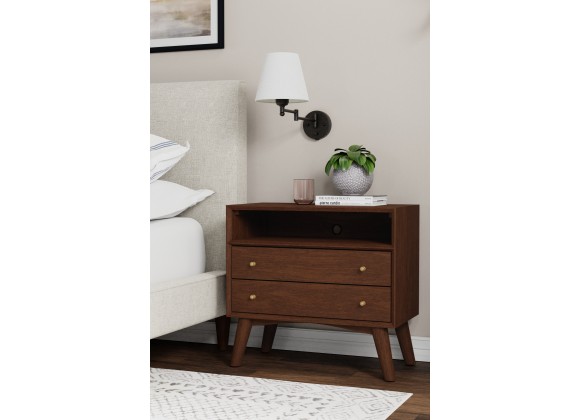 Alpine Furniture Flynn Large Nightstand, Walnut - Lifestyle