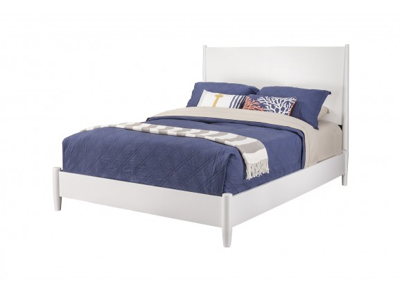 Alpine Furniture Flynn Standard King Platform Bed in White - Angled