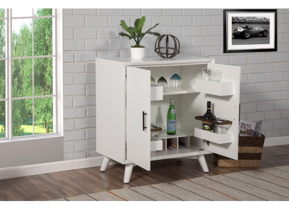 Alpine Furniture Flynn Small Bar Cabinet, White - Lifestyle