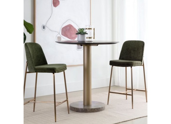Sunpan Zeke Counter Stool Antique Brass in Bergen Olive - Lifestyle