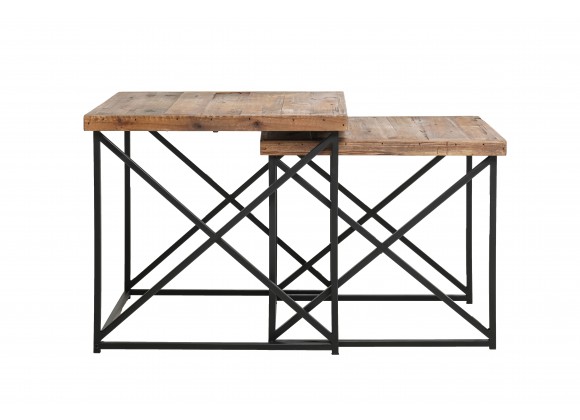 Crawford and Burke Quin Reclaimed Wood Nesting Tables (Set of 2), Front Angle