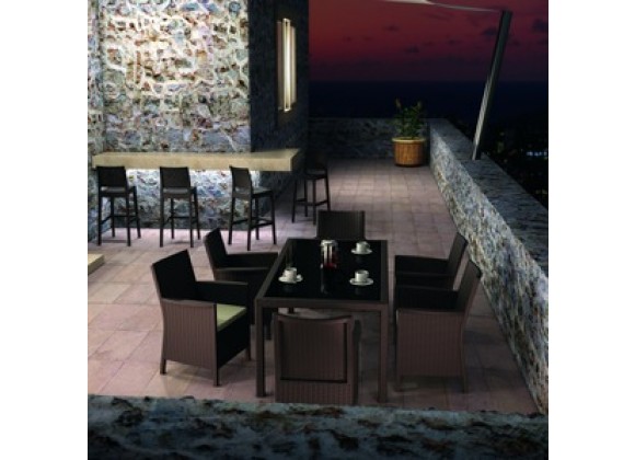 California Wickerlook Rectangle Dining Set 7 Piece - Brown