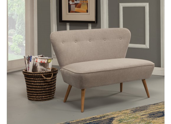 Alpine Furniture Britney Upholstered Bench in Light Grey/Acorn - Lifestyle