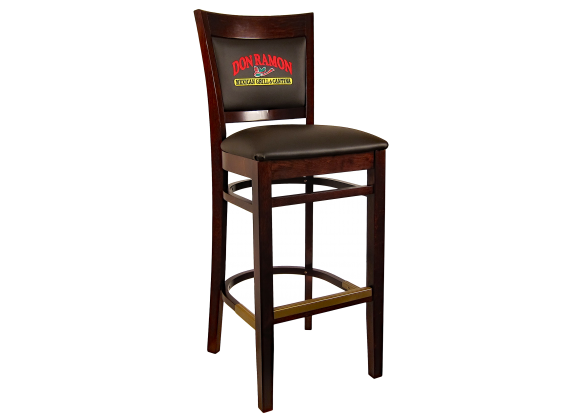 H&D Seating Sloan Barstool with Customized Embroidery - Dark Walnut