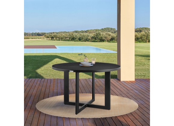 Armen Living Grand Outdoor Patio Round Dining Table in Aluminum