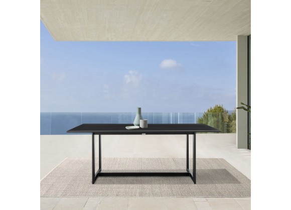 Armen Living Grand Outdoor Patio Dining Table in Aluminum