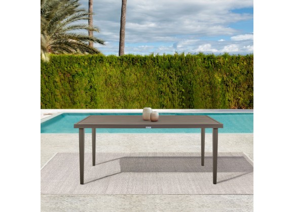 Armen Living Silvana Outdoor Aluminum Gray Rectangle Dining Table