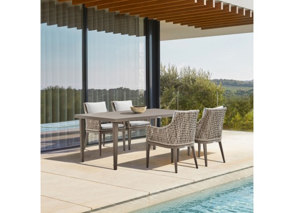 Armen Living Silvana 5 Piece Gray Aluminum Outdoor Dining Set with Gray Fabric