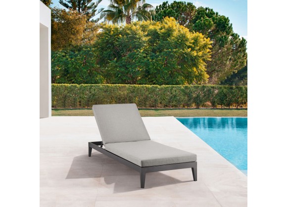 Armen Living Argiope Outdoor Patio Adjustable Chaise Lounge Chair in Aluminum with Grey Cushions 