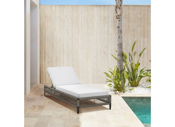 Armen Living Felicia Outdoor Patio Adjustable Chaise Lounge Chair In Aluminum With Grey Rope And Cushions