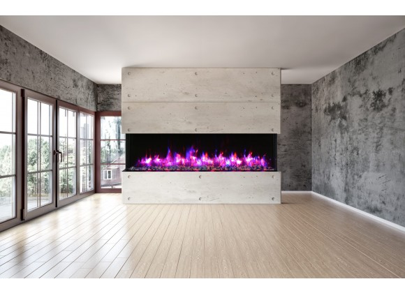 Amantii 88" Unit - 14 1/4" In Depth 3 Sided Glass Fireplace