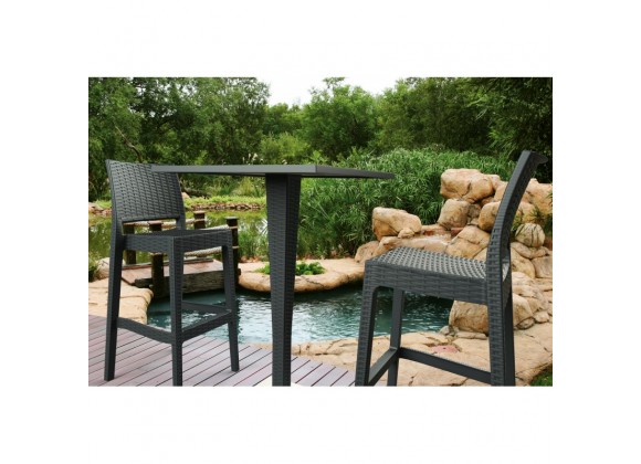 Riva Werzalit Top Square Bar Height Table Brown 27.5 inch