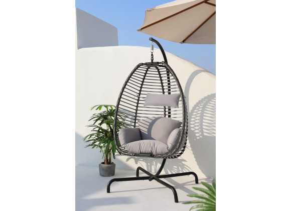 Hospitality Rattan Patio Ultra Hanging Chair with Stand 