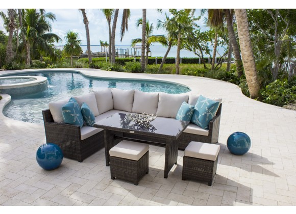 Hospitality Rattan Patio Ultra 5-Piece Sectional Dining Set with Cushions