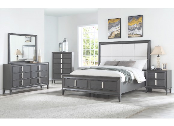 Alpine Furniture Lorraine Standard King Storage Footboard Platform Bed, Dark Grey - Lifestyle
