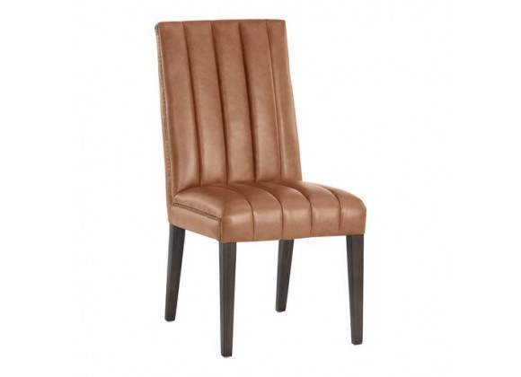 Sunpan Heath Dining Chair in Marseille Camel Leather - Set of Two - Front Side Angle