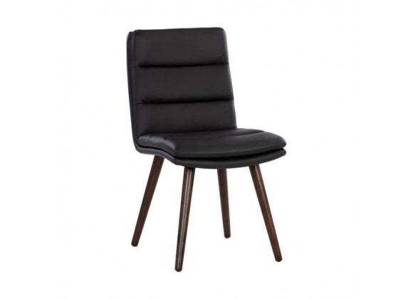 Sunpan Zelia Dinng Chair - Linea Black Leather - Set of Two - Front Side Angle