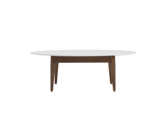 EuroStyle Manon Oval Coffee Table - White/Dark Walnut