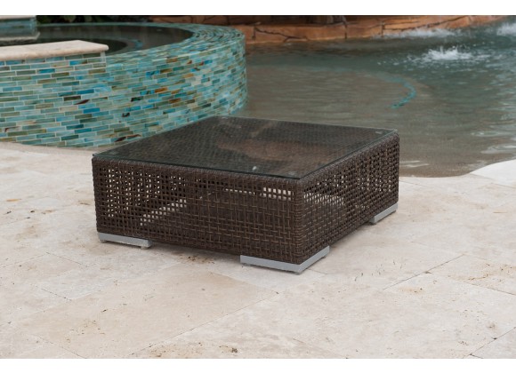 Hospitality Rattan Patio Soho Coffee Table with Glass