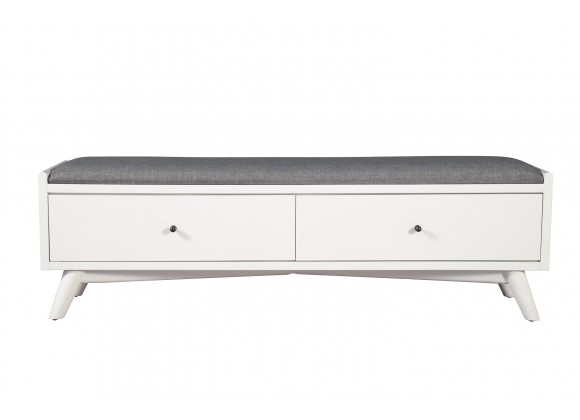 Alpine Furniture Flynn Bench, White - Front Angle