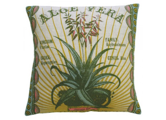 Koko Company Botanica 20" x 20" Linen Pillow with Aloe Vera Print