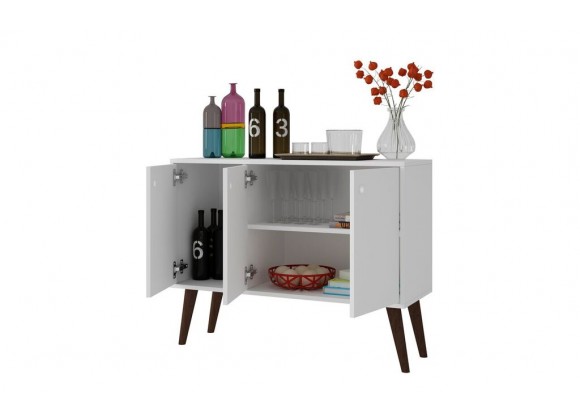 Bromma 35.43" Buffet Stand with 3 Shelves and 3 Doors in White